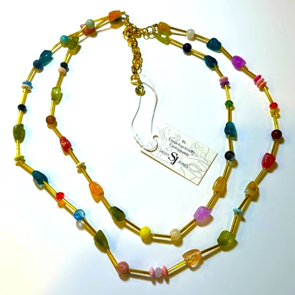 Sassy Jones Alora Glass beaded chain necklace